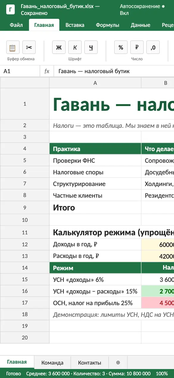Гавань — мобильная версия