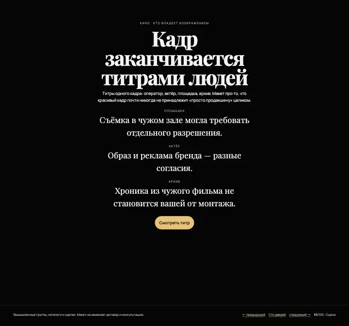 Права на кадр — страница целиком
