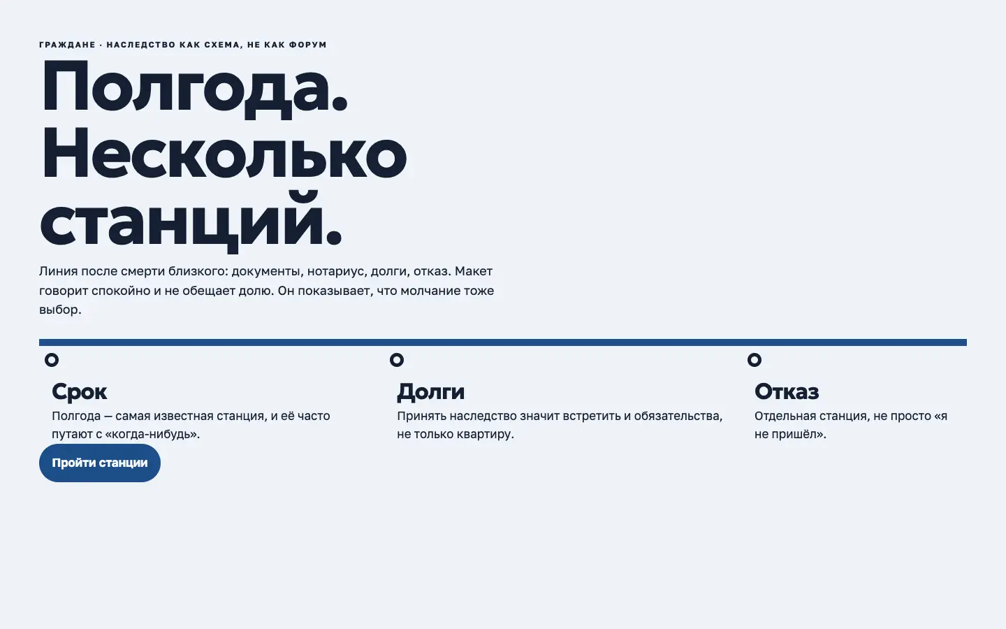 Развилка — первый экран концепта