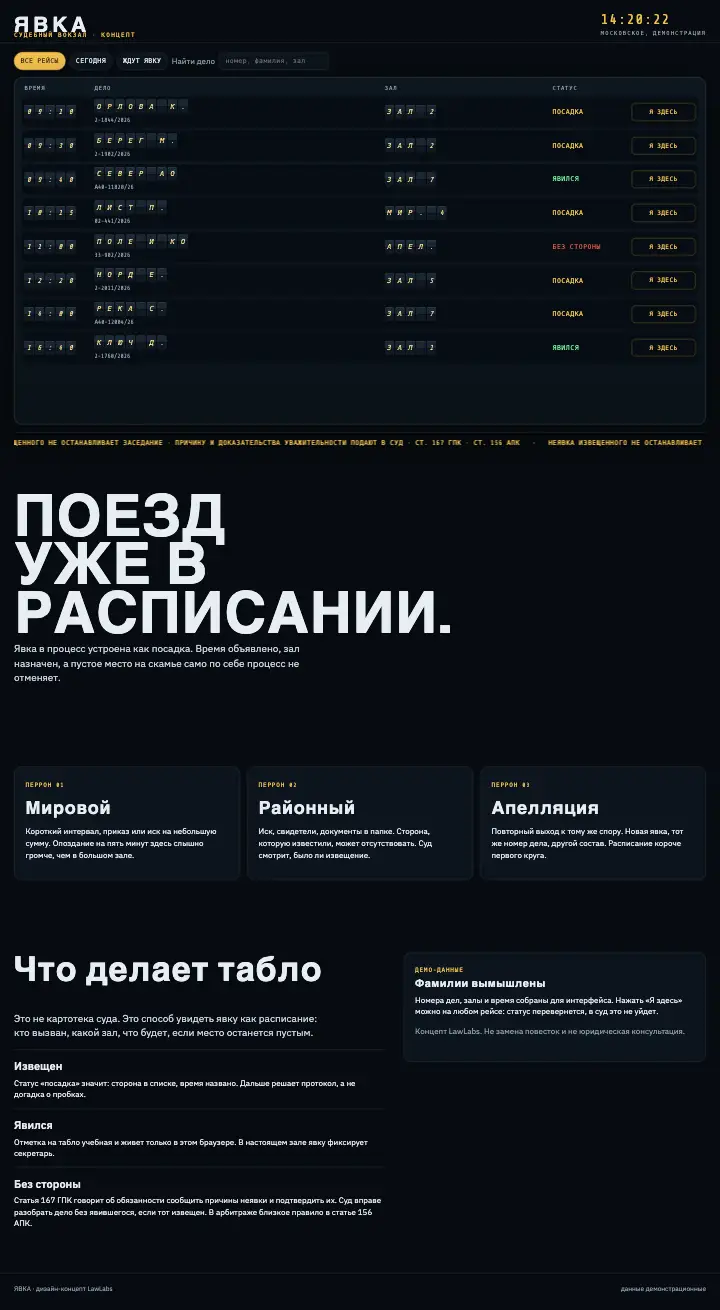 Явка — страница целиком