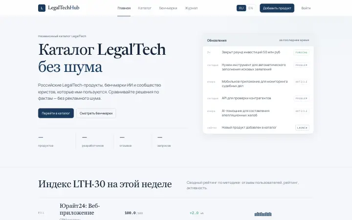 LegalTechHub — главная страница сайта legalsoft.ru